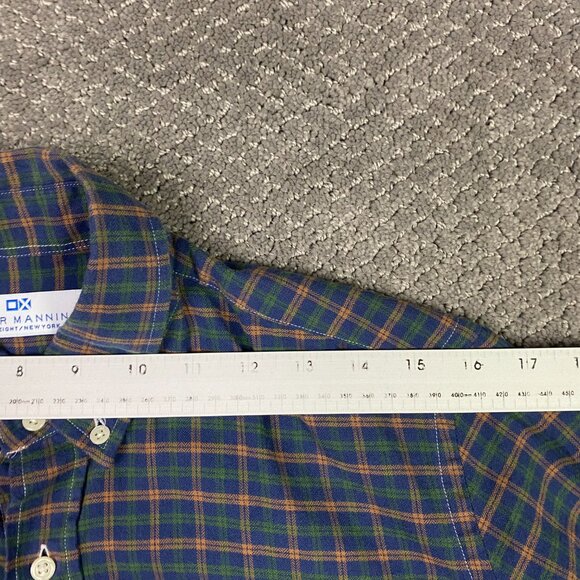 Peter Manning Lightweight Flannel Button Down Shirt Mens Size 2 Plaid Blue Green - Picture 12 of 14